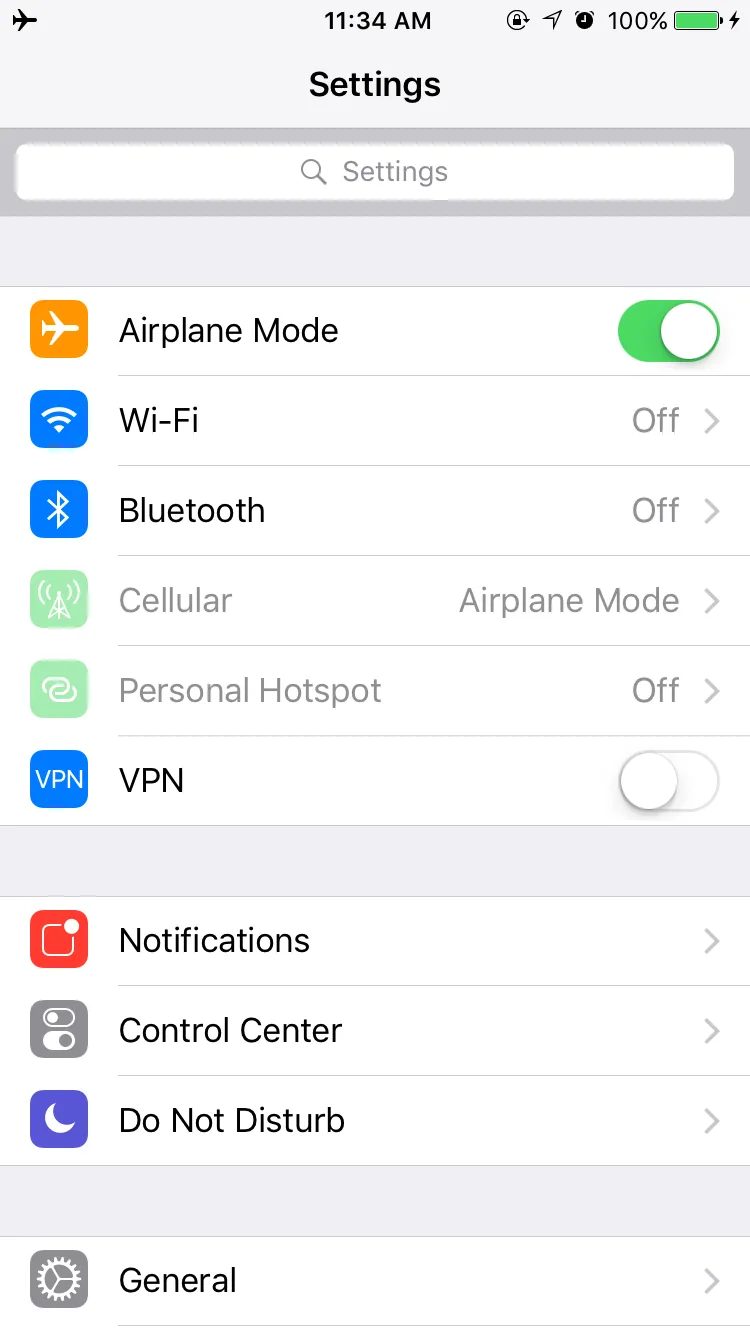 Turn on airplane mode
