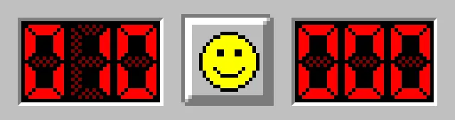 Emoji face button and digital font vs. pixel face and numbers