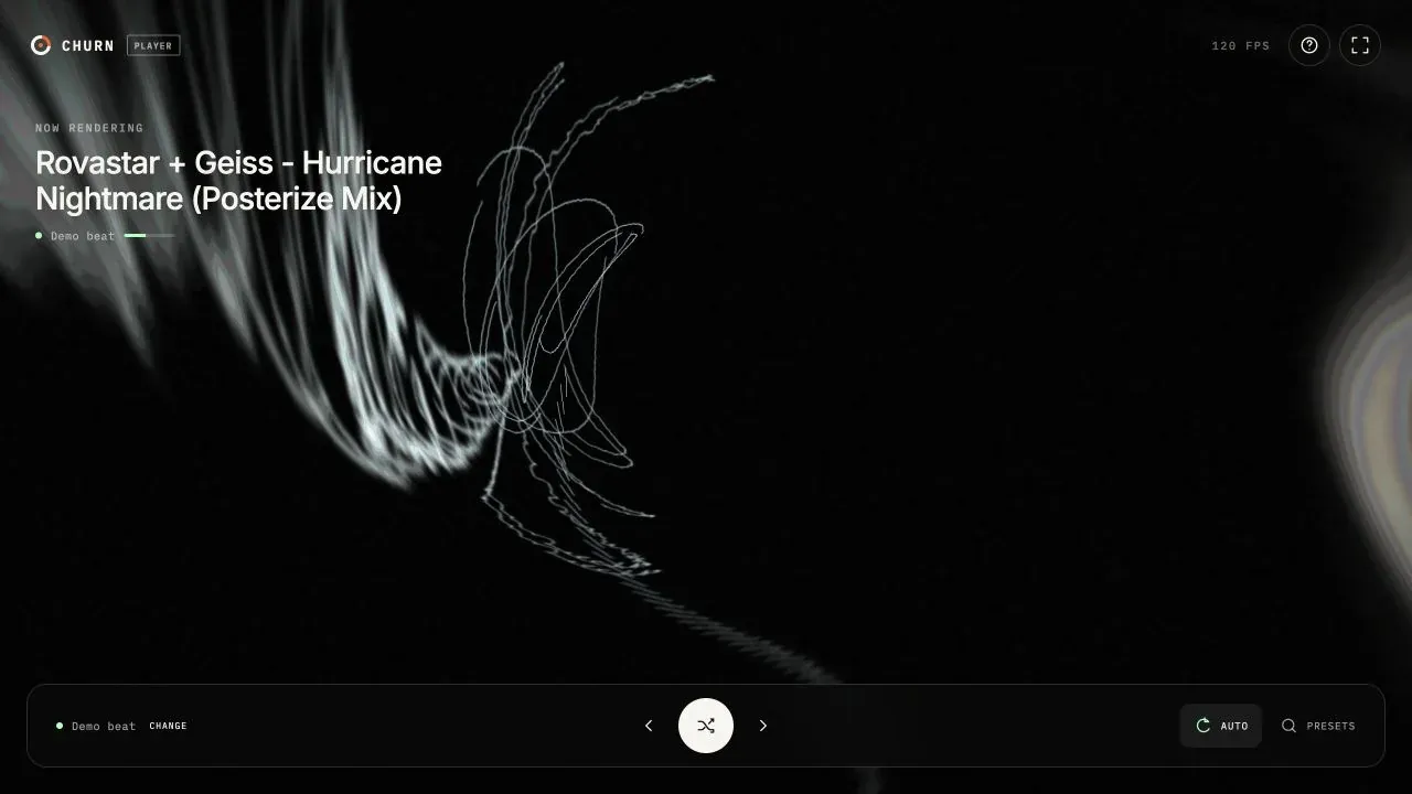 Churn rendering the Hurricane Nightmare preset by Rovastar and Geiss