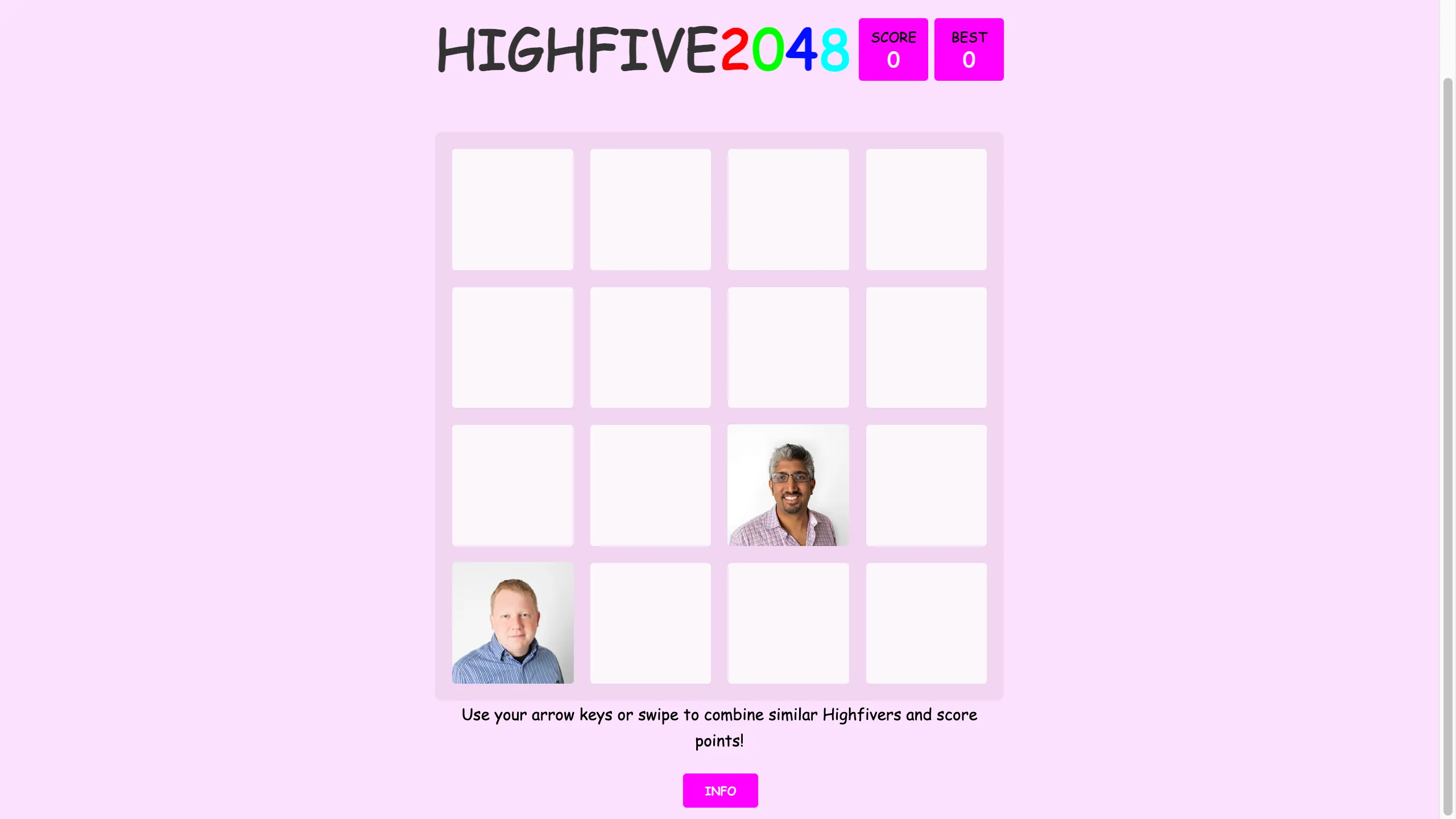 Screenshot of Highfive 2048 game board