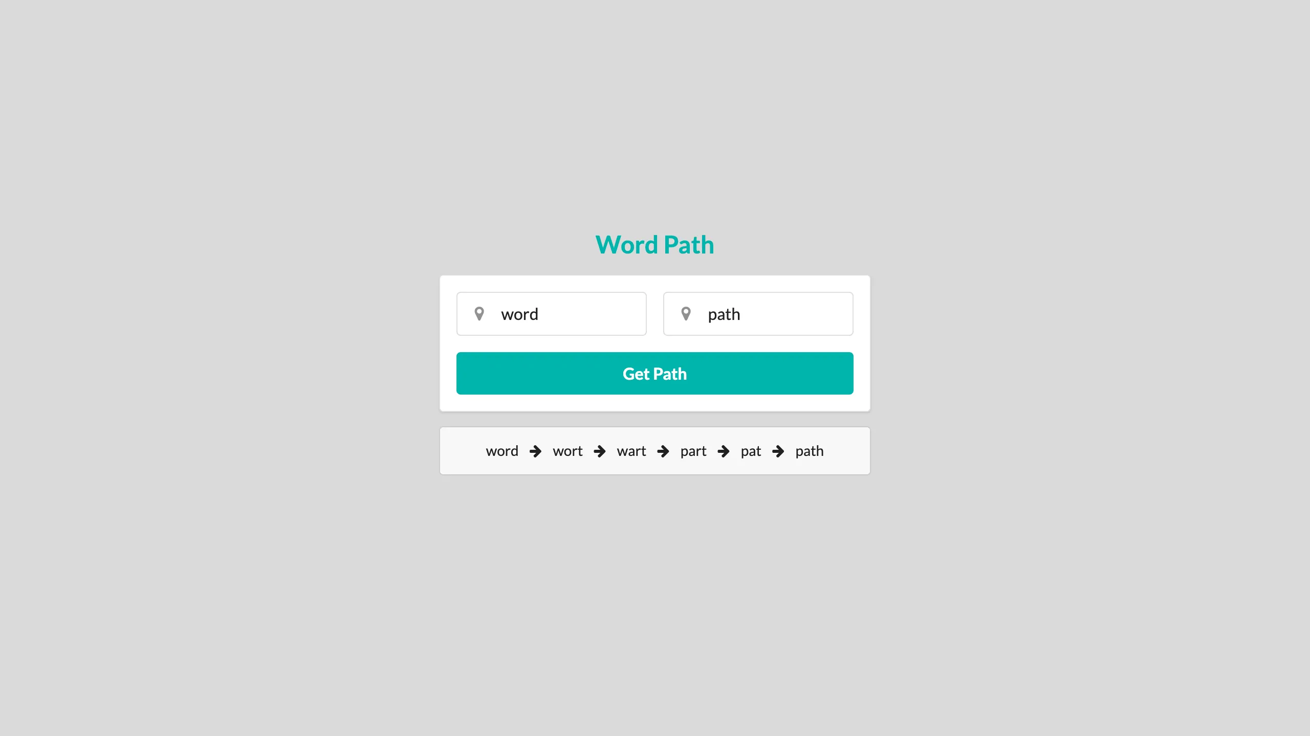 Screenshot of Word Path app