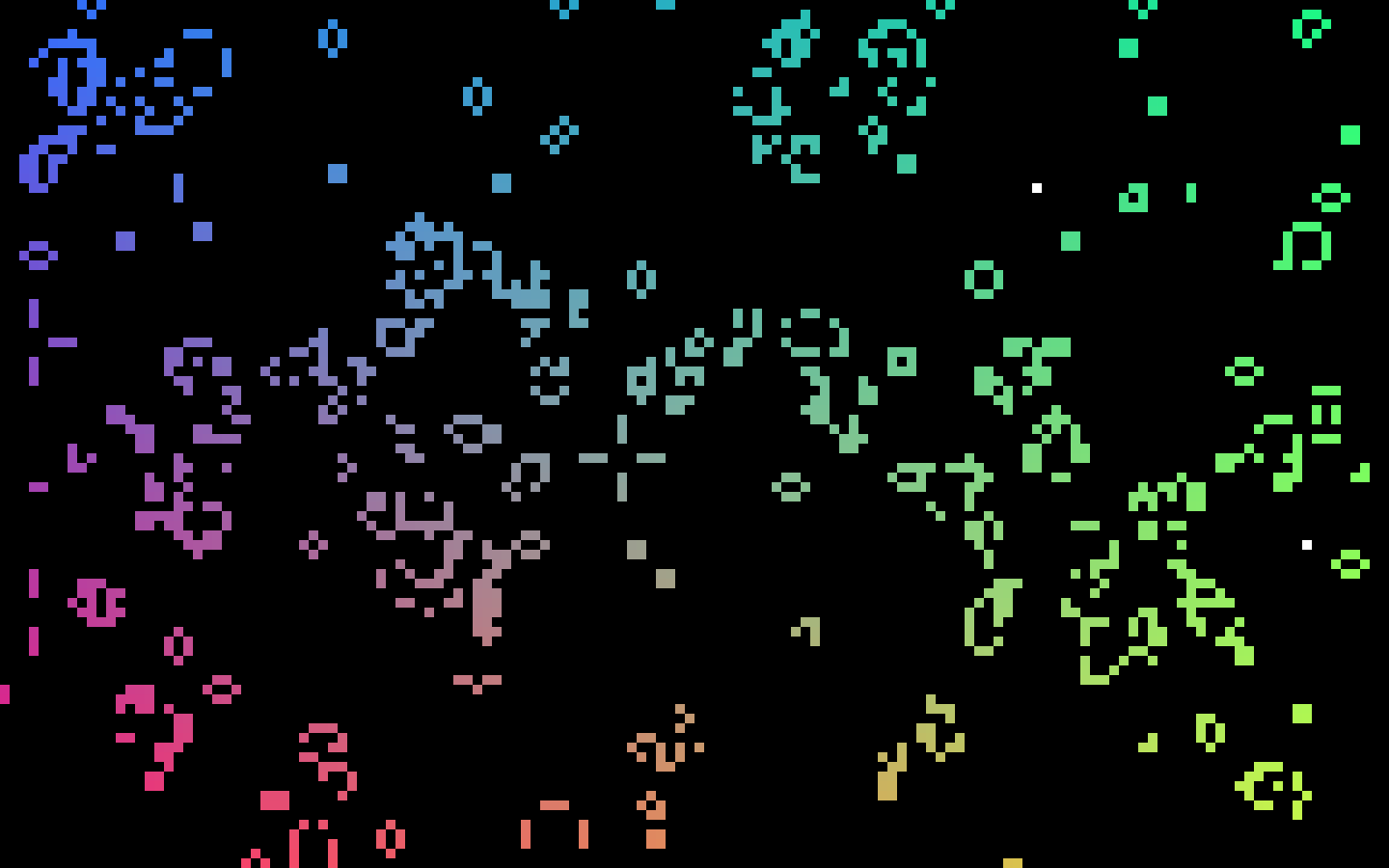 Colorful GPULife cells on a black background