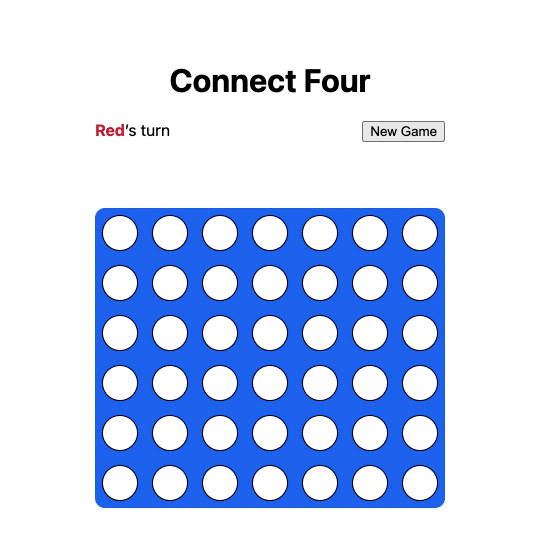 React Connect Four gameplay
